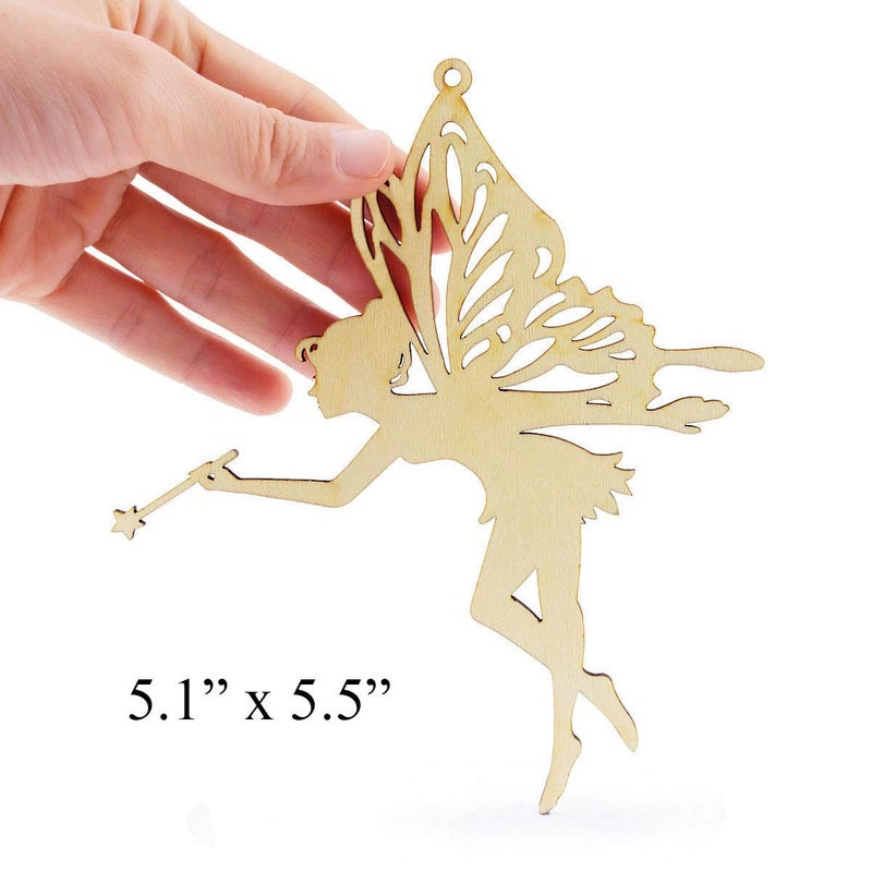 Summer-Ray.com Summer-Ray Set of 20 Laser-Cut Wooden Fairy Cutouts â€“ 2.5mm Thick Plywood â€“ Enchanted Craft Embellishments, Hanging Ornaments & DIY Fairy DÃ©cor - Image 4
